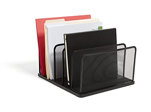 TRU RED TR57558-CC 5 Compartment Wire Mesh File Organizer, Matte Bk