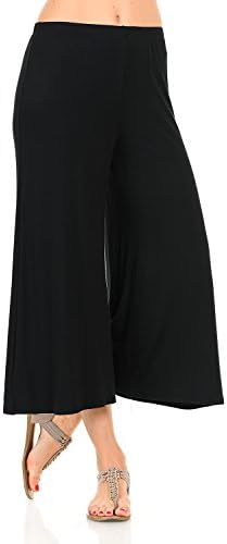 iconic luxe Women's Elastic Waist Jersey Culottes Large Black