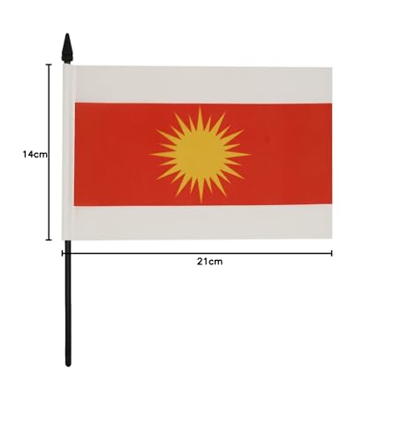 AZ FLAG - Tischflagge Jesiden Yazidism Neu - 21x14 cm - Yeziden Kurdisch Eziden Tischfahne 14 x 21 Cm - Flaggen