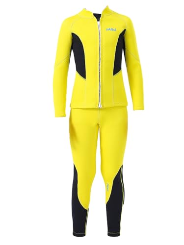 Kids Boys 2Pcs 2.5mm Neoprene Long Sleeve Swimsuit Diving Wetsuit Swim Tops and Pants Thermal Surfing Suit