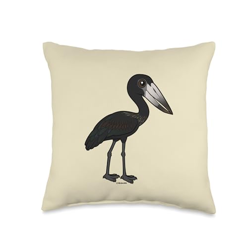 Birdorable African Openbill Cute Cartoon Stork Bird Throw Pillow, 16x16, Multicolor