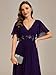 Ever-Pretty Women's Chiffon V-Neck Mother of Bride Dresses A-Line Ruched Short Sleeves Appliques Bridesmaid Dress Formal Gown Deep Purple US18
