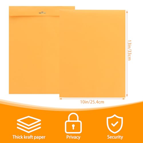 Pacote com 60 envelopes com fecho de 25,4 cm x 33 cm, envelopes de catálogo Kraft marrom com fecho d