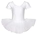 Produktbild tanzmuster ® Ballettkleid Mädchen Kurzarm - Alina - (Größe 92-170) Tutu aus glänzendem Lycra Ballett Trikot Ballettbody in weiß, Größe 128/134