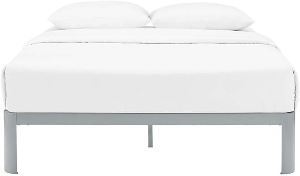 Hawthorne Collections Queen Platform Bed, Gray Finish, Sturdy Steel Frame, Slatted Poplar Wood Support, Modern Design, Non-Marking Foot Pads, 60 x 80 in, 1300 lb Capacity, Bedroom Furniture