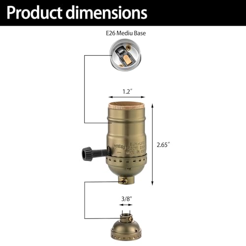 Armiika LS-2 Lamp Socket Replacement, E26 Threaded Base, Turn Knob For On/Off Light Settings, Lamp Parts For Table And Floor Lamps Repair, Light Socket With Lamp Switch Kit thumb #8