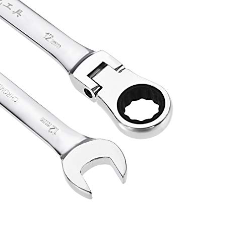 Uxcell 12Mm Flex-Head Ratcheting Combination Wrench Metric 72 Teeth 12 Point Ratchet Box Ended Spanner Tools, Cr-V #TOP2