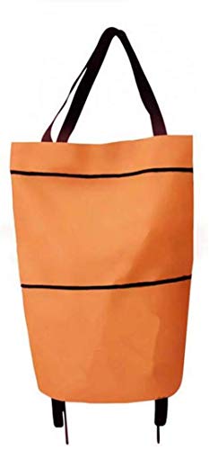 1 x faltbarer Einkaufstrolley, wiederverwendbar, faltbar, Einkaufstasche mit Rädern