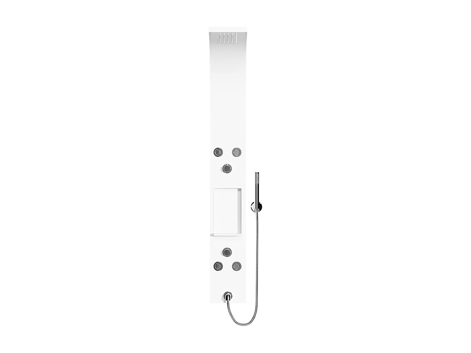 Vente-unique-Colonna doccia idromassaggio con ripiani 20 x 140 cm Bianco opaco - ROANA