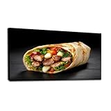 Large Wall Art Prints 20'x40' Beef shawarma dark Shawarma beef bread Framed Canvas Wall Art Painting Artwork Poster Picture Wall Decor for Living Room Bedroom Hanging