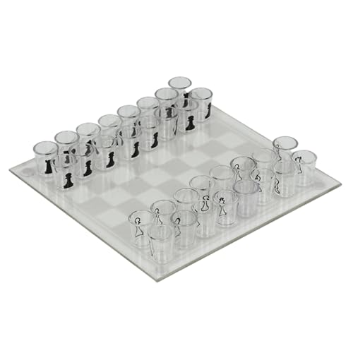 Jeu de shots à boire pour animer vos apéritifs : échiquier en verre transparent 25cm adultes