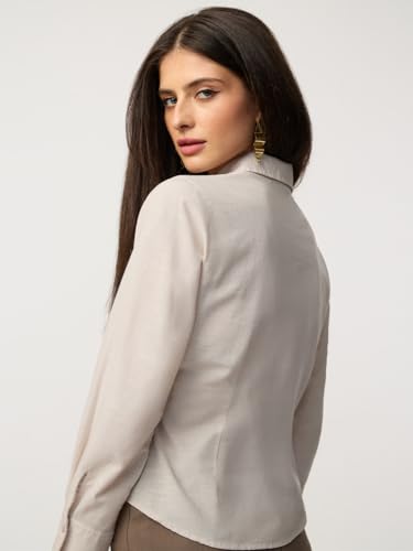 Image of The Souled Store Solids: Women and Girls Full Sleeves Spread Collar Solid Cotton Slim Fit Lightweight Comfortable All-Season Shirt for Casual Business Wear