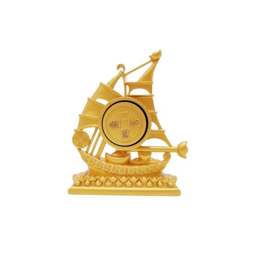 Estatua Decorativa Barco Feng Shui Dorado