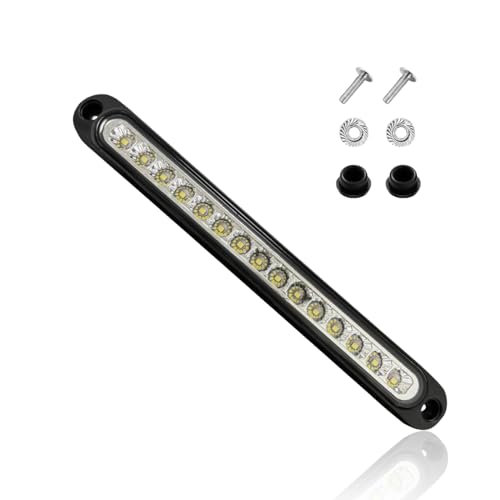 Suvnie 10'' 15 LED Trailer Brake Tail Light Bar, Brake Stop Turn Signal Light Assembly, Waterproof Identification Clearance Strip Light, Universal Car Accessories for Truck RV SUV (White)