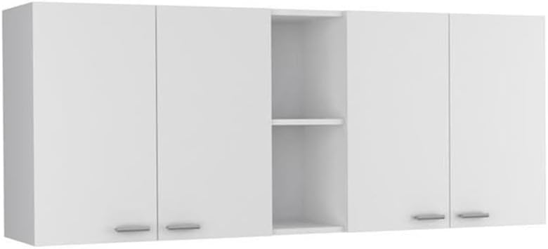 Tuhome Portofino 150 Wall Cabinet with Double Doors, Two External Shelves, Two Interior Shelves, Built-in Dish Rack
