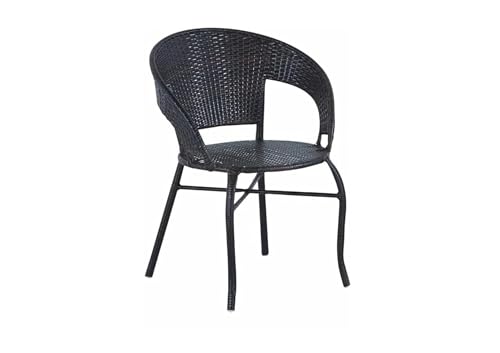 Image of DEVOKO Outdoor Rattan Chairs with Glass Top Tea Table Bistro Set for Patio, Backyard, Porch, Garden, Poolside, Balcony (Black)
