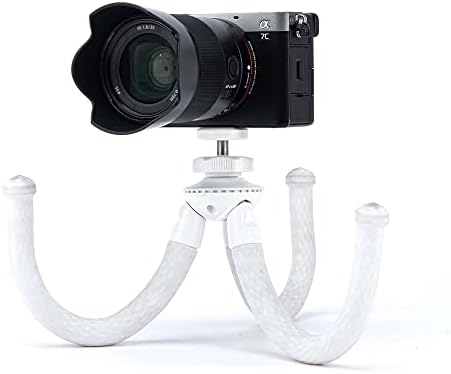 Fotopro UFO2 Flexible Tripod, 12" Phone Camera Tripod with Smartphone Mount and Bluetooth Remote Shutter, 360 Ball Head Tripod for iPhone, Samsung, Huawei(White)