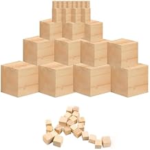 50 PCS Wooden Cubes 0.4 Inch 0.5 Inch 1 Inch 2 Inch Unfinished Wooden Blocks Assorted Sizes Natural Wood Square Blocks for Puzzle Making Carving Crafts and DIY Projects Home Decor