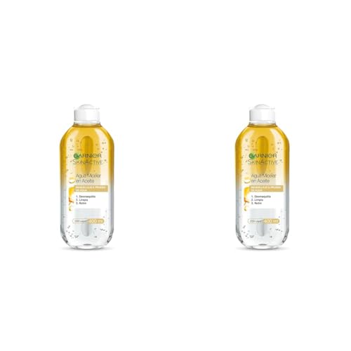 GARNIER Skin Active, Agua micelar (piel grasa, en aceite waterproof) - 400 ml. (Paquete de 2)