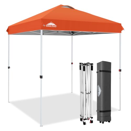 EAGLE PEAK 6.6x6.6 Pop Up Canopy Tent Easy Up Canopy Outdoor, Orange