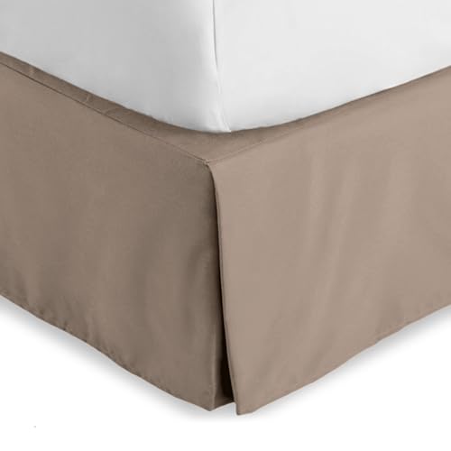 Bare Home Kids Twin Bed Skirt - 15-Inch Tailored Drop Easy Fit - Bed Skirt for Beds - Center & Corner Pleats (Twin, Taupe)