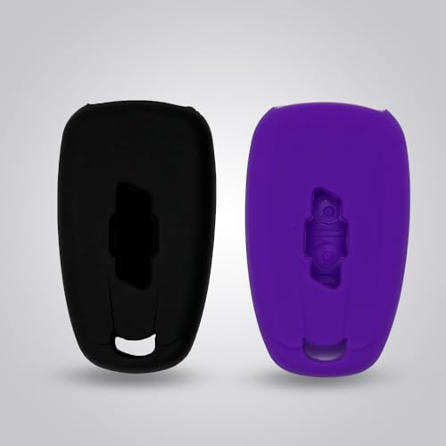 Autobase Silicone Key Fob Cover for Chevy Malibu Camaro Trax Traverse Trailblazer Sonic Cruze Blazer Volt Equinox Spark | Car Accessory for Chevrolet | Key Protection Case 2 Pcs (Black & Purple) by Autobase - Image 7