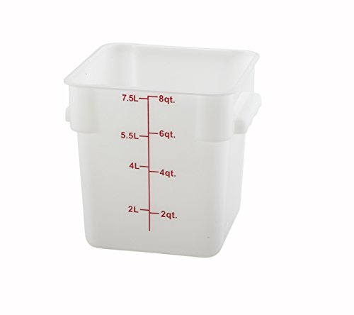Winco Square Storage Container, 8-Quart, White