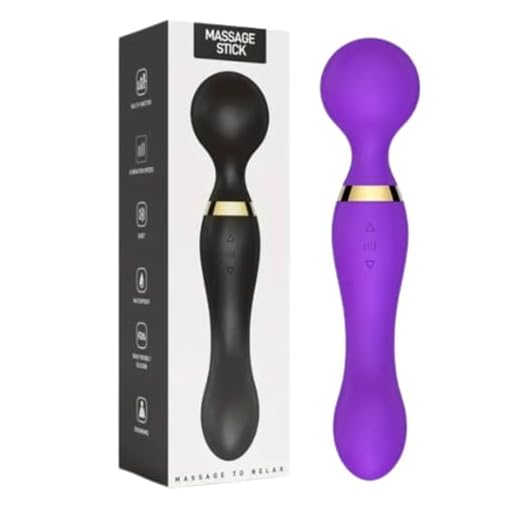VIBRADOR DUPLO TJOTAMIX - Massageador Intimo Feminino corporal Elétrico Silicone vibrador Cabeça Dupla Vibradores 20 Modos Recarregavel sem Pilha (Lilás)