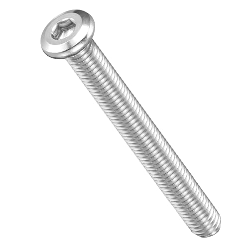 Image of METALLIXITY Flat Head Hex Socket Cap Screws Bolts(M8-1.25x70) 10Pcs, 304 Stainless Steel Hex Socket Furniture Bolts Screws - for Furniture Woodworking Project, Silver Tone
