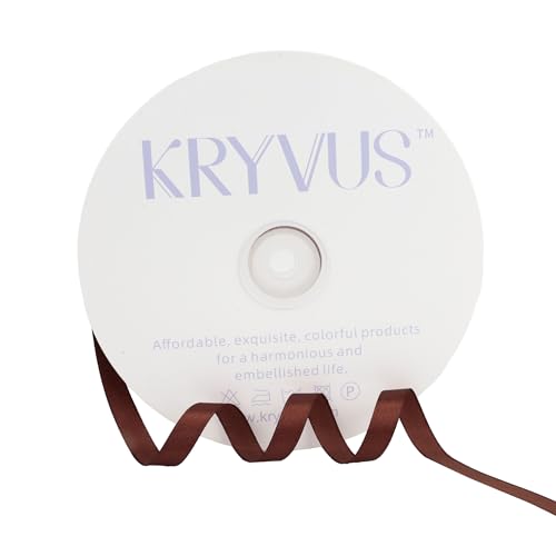 Coffee Brown Satin Ribbon 3/8 inch x Continuous 100 Yards Brown Ribbon