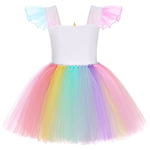 Unicorn Costume For Girls Sequin Unicorn Tutu Dress Led Light Up Halloween Birthday Party Outfit With Wing #TOP4