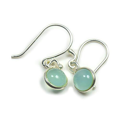 Boucles d'oreilles en argent sterling 925 et calcédoine naturelle façonnée