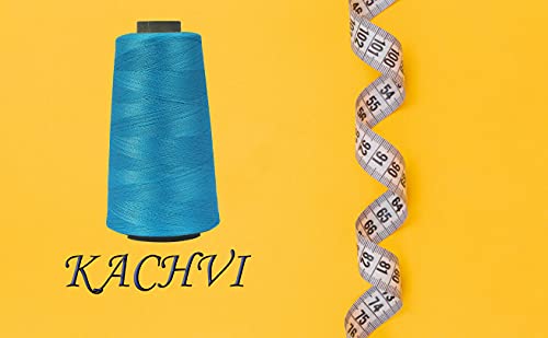 Image of Ace International Exports 3000M Overlock Polyester Sewing Thread Set Box Yarn Spools Cone Aqua (Pack of 5)