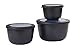 Price comparison product image Mepal  Multi Bowl Cirqula 3-Piece Set  Food Storage Container with Lid - Suitable as Airtight Storage Box for Fridge & Freezer, Microwave Container & Servable Dish - 350, 750, 1250ml - Nordic black