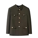 Mao Suit Jacket for Men Classic Chinese Zhongshan Coat Blazers-Army Green02-Large