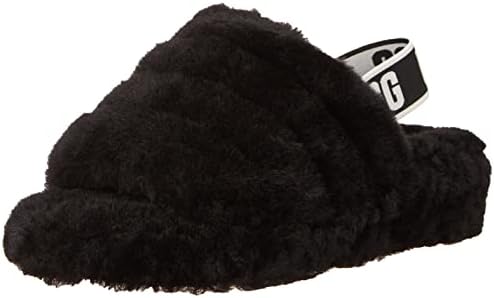 UGG womens Fluff Yeah Slide Slipper, Black, 7 US