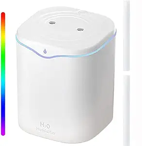 Verilux 2L Humidifier for Room Moisture 28dB Silent Humidifier for Plants Indoor Household Ultrasonic Cool Mist Humidifier Desktop Humidifier with Dual Spray Nozzle 7-Color RGB Night Light