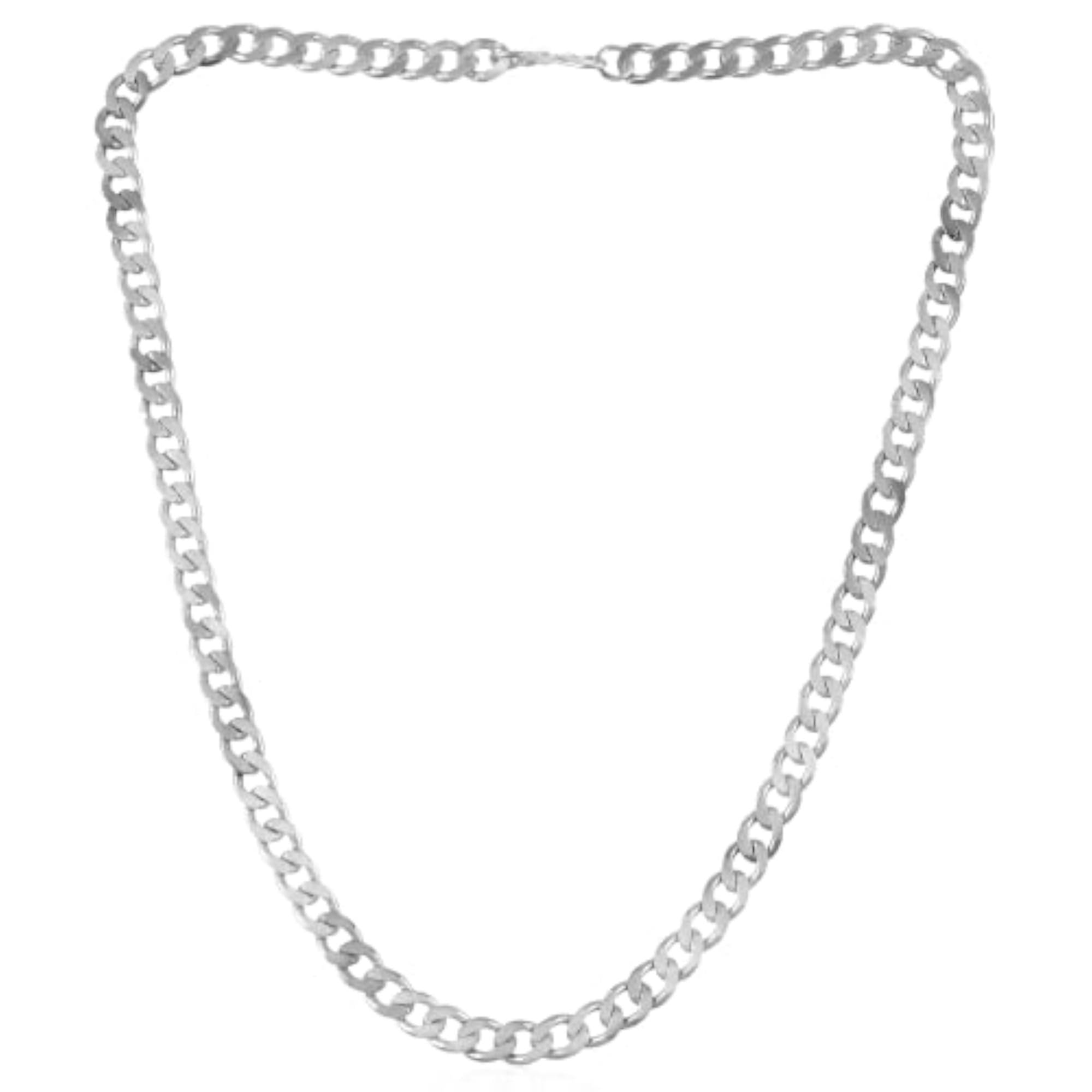 Stainless Steel Silver-Plated Heavy Cuban Link Chain Necklace for Men