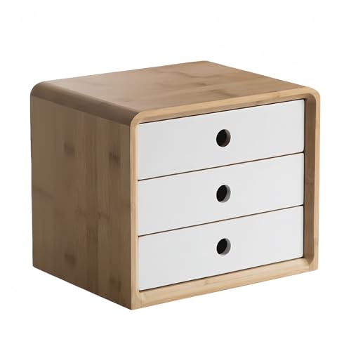 Qinaaiu ���[�P�[�X 3�i�E�b�h ���[�P�[�X �������o�� �ؐ� �Ԃ���ɂ����p�ۉ��H =���� ��e�� �����{�b�N�X ���ރP�[�X �f�X�N �{�b�N�X �G�݂�w�p�i (�~�b�N�X�z���C�g,25.5×20×21.5cm) [���s�A���i]