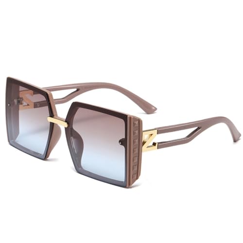 Lunettes de soleil de luxe carrées rétro dégradées pour dames