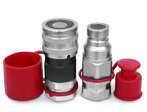 Image of 3 /4 inch NPT Flat Face High Flow Quick Connect Hydraulic Coupler - 3 /4 inch Body Size (TL52) - to mount directly on High Flow skid steer loaders - with dust caps