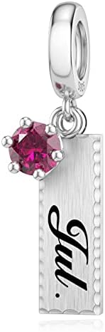 DALARAN Birthstone Dangle Charm for Pandora Bracelet Women 925 Sterling Silver Jan-Dec Charm