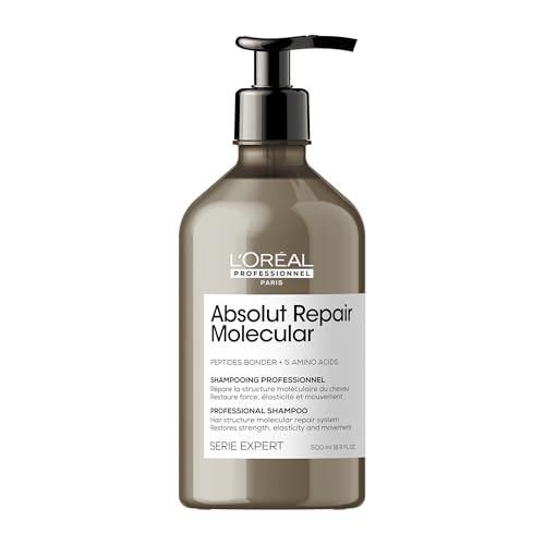 L'Oréal Professionnel Paris Absolut Repair Molecular Shampoo - Bond Building & Hair Strengthening Shampoo, For All Color Treated and Damaged Hair, With Peptide Bonder & Amino Acids, Sulfate-Free