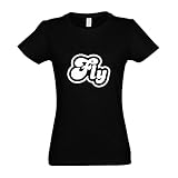 Fly Sein - Camiseta de manga corta para mujer, Negro , S