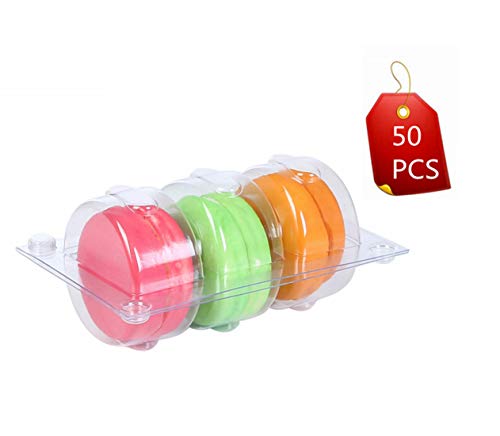 Backery Supply Plastic Clear Macaron Insert with Clip Closure Holds 3 Macarons (Case of 50 Sets)
