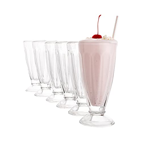 ice cream float glasses plastic - Vikko Footed Ice Cream Cups, 11.5 Ounce Milkshake Glasses, Thick and Durable Dessert Cups For Floats, Shakes, and Sundaes, Set of 6 Ice Cream Cups