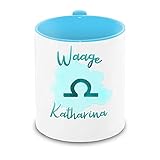 ✅ GESCHENKIDEE: Keramik-Tasse mit dem abgebildeten Vornamen und Sternzeichen Waage