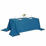 Cupuamon Rectangle Tablecloth 90x132 inch Washable Polyester Fabric Table Cloth for Wedding Party Dining Banquet Decoration（90x132, Mediterranean Blue）