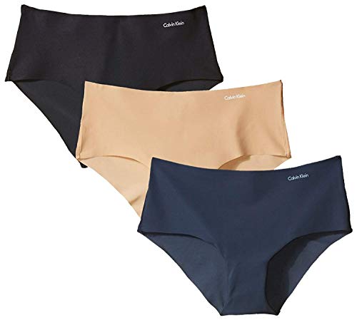 Calvin Klein 3 Pack Invisibles Hipster Panty - QD3559 (XL, Black/Light Caramel/Speakeasy)