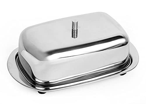 King International Stainless Steel Large Butter Dish, Butter Box With Lid, Butter Container,6.20 Inch Half Kg Butter Box, Fridge Storage Container For White Butter #TOP21